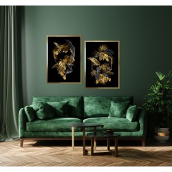 Obraz kompozycja złotych liści I